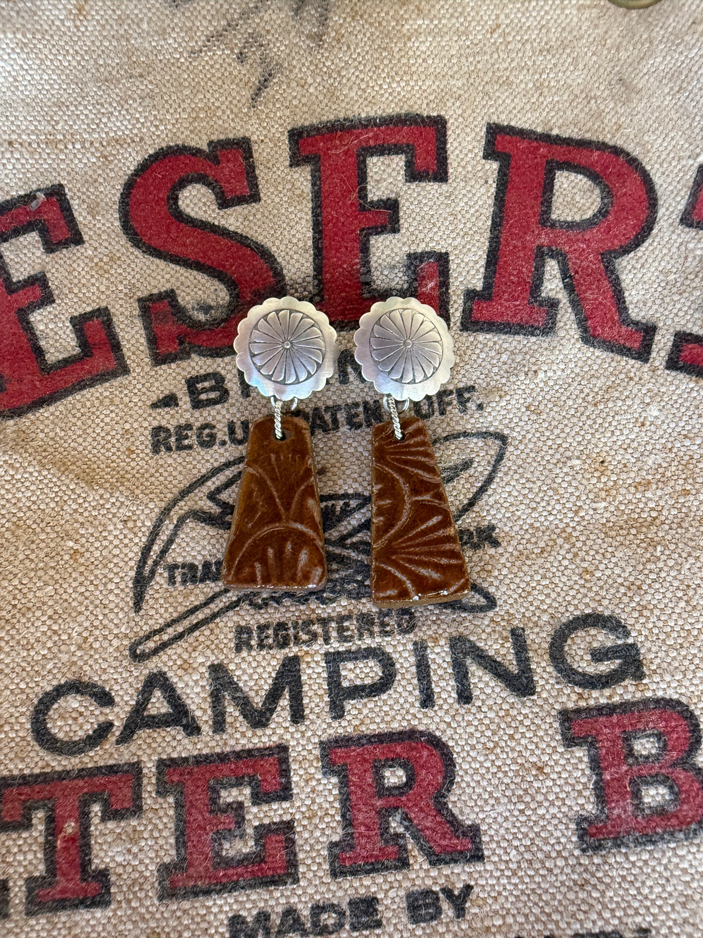 Clay tile Earrings -sandstone