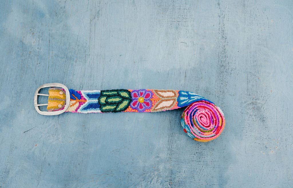 Madeline Parks® - Hot Pink Hand Embroidered Belt