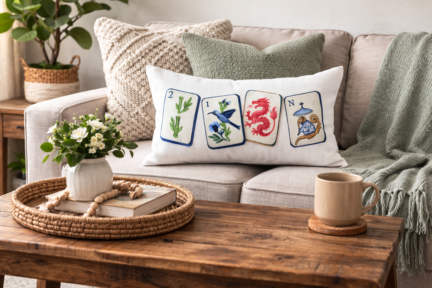 Southern Cotton Mill - Mahjong Lumbar Pillow