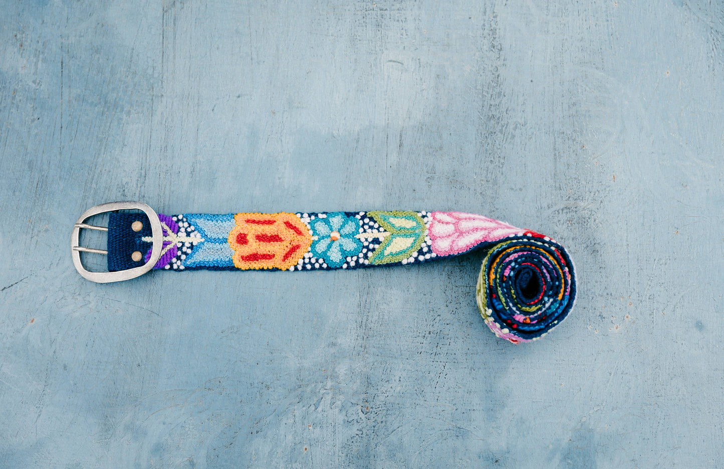 Madeline Parks® - Navy Floral Hand Embroidered Belt