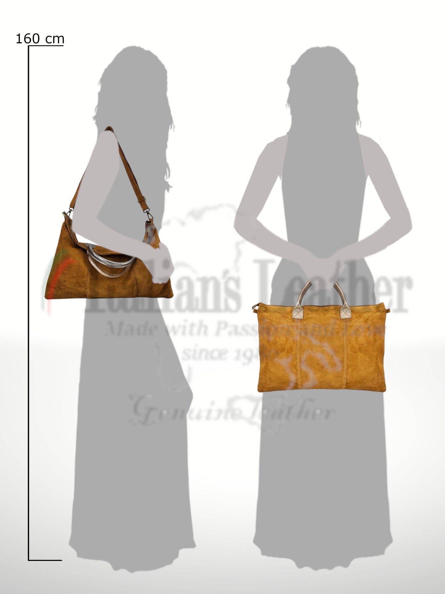 Milano met suede leather bags/: Taupe