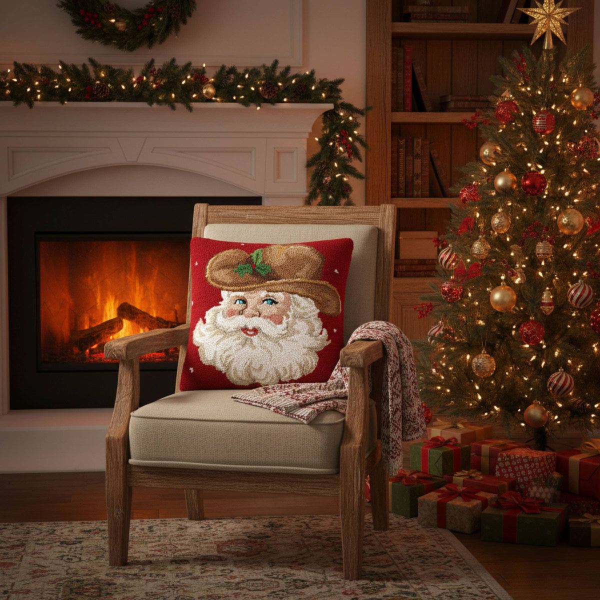 Cowboy Hat Retro Santa Hook Pillow