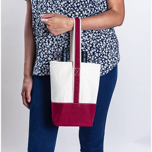 Double Bottle Canvas Wine Gift Host Bag