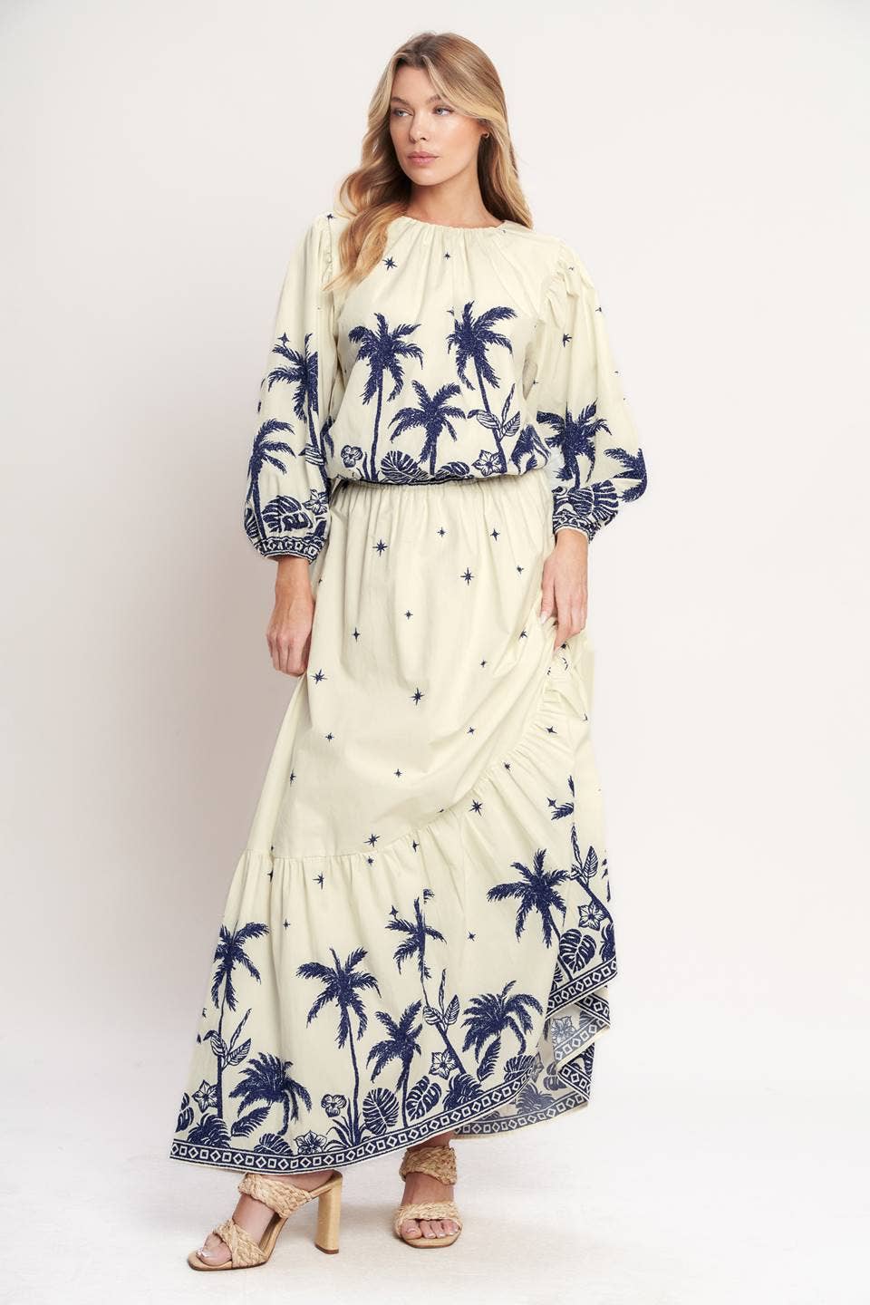 Navy Palms Skirt