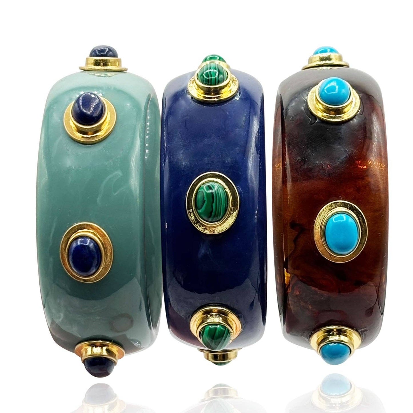 Michael Nash Jewelry - Renee Bangle In Tortoise Resin And Turquoise Stones
