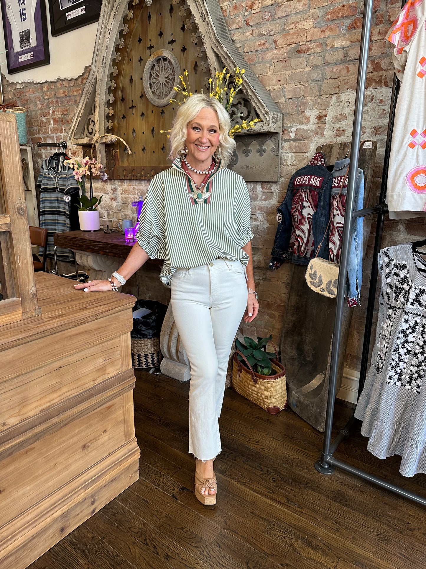 Olive Stripe Blouse