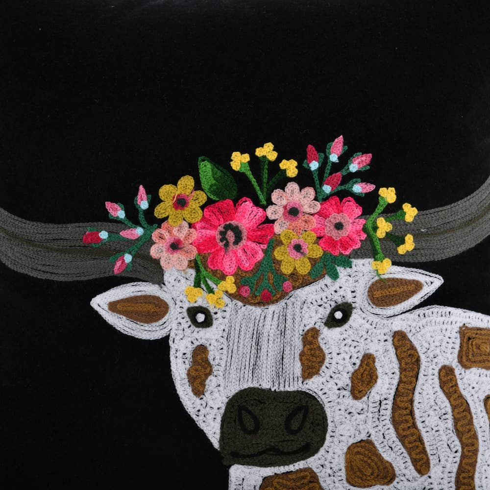 Karma Living Longhorn Nightlife Velvet Pillow