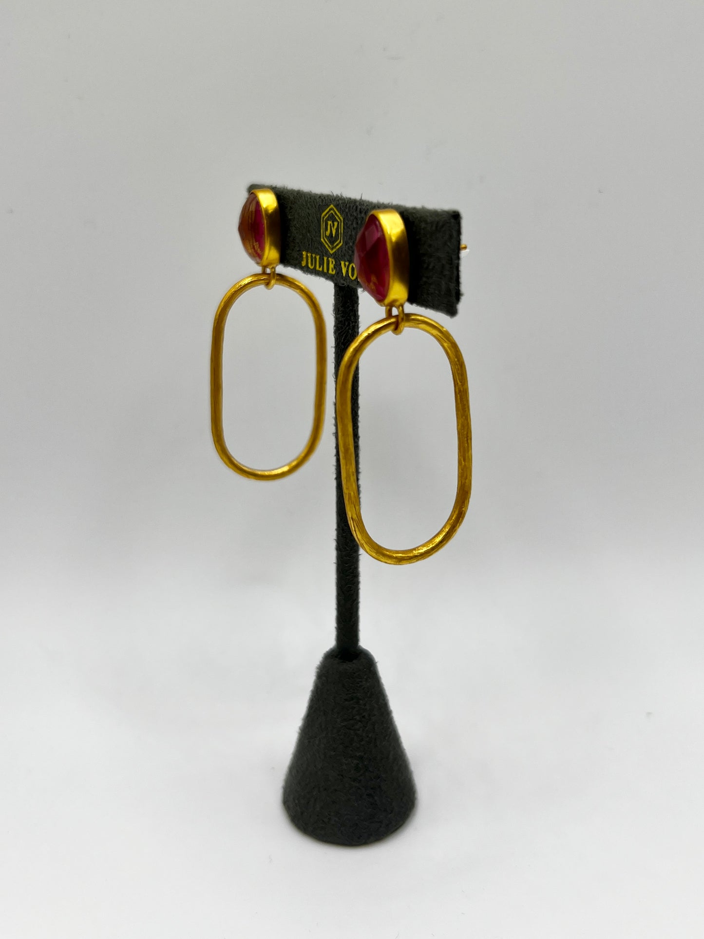 Julie Vos Ivy Statement earring Iridescent Raspberry