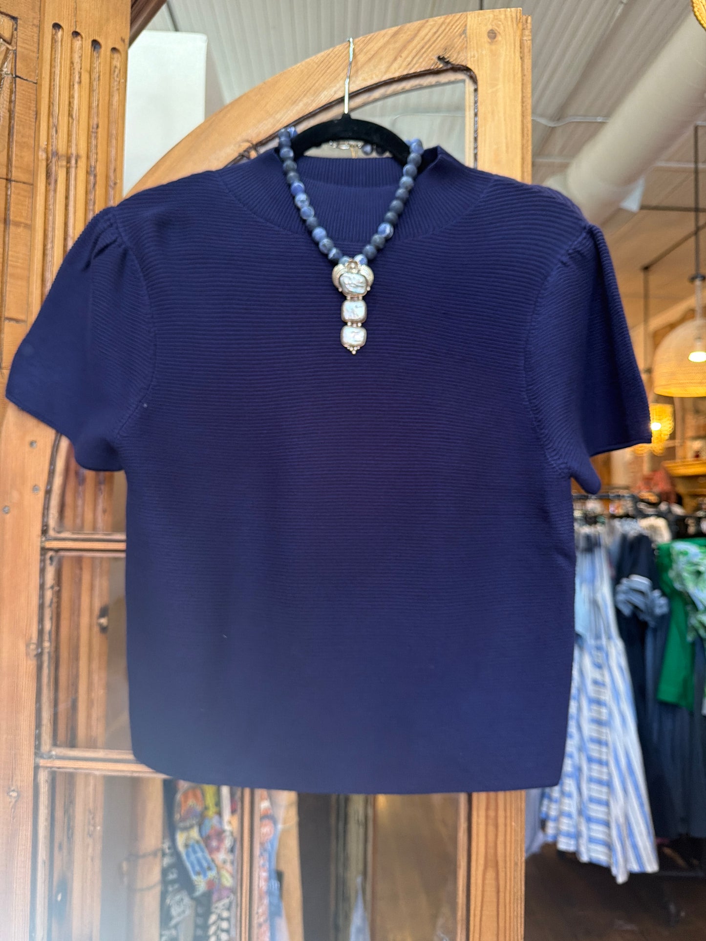 Navy Is Nice Short Sleeve Sweater