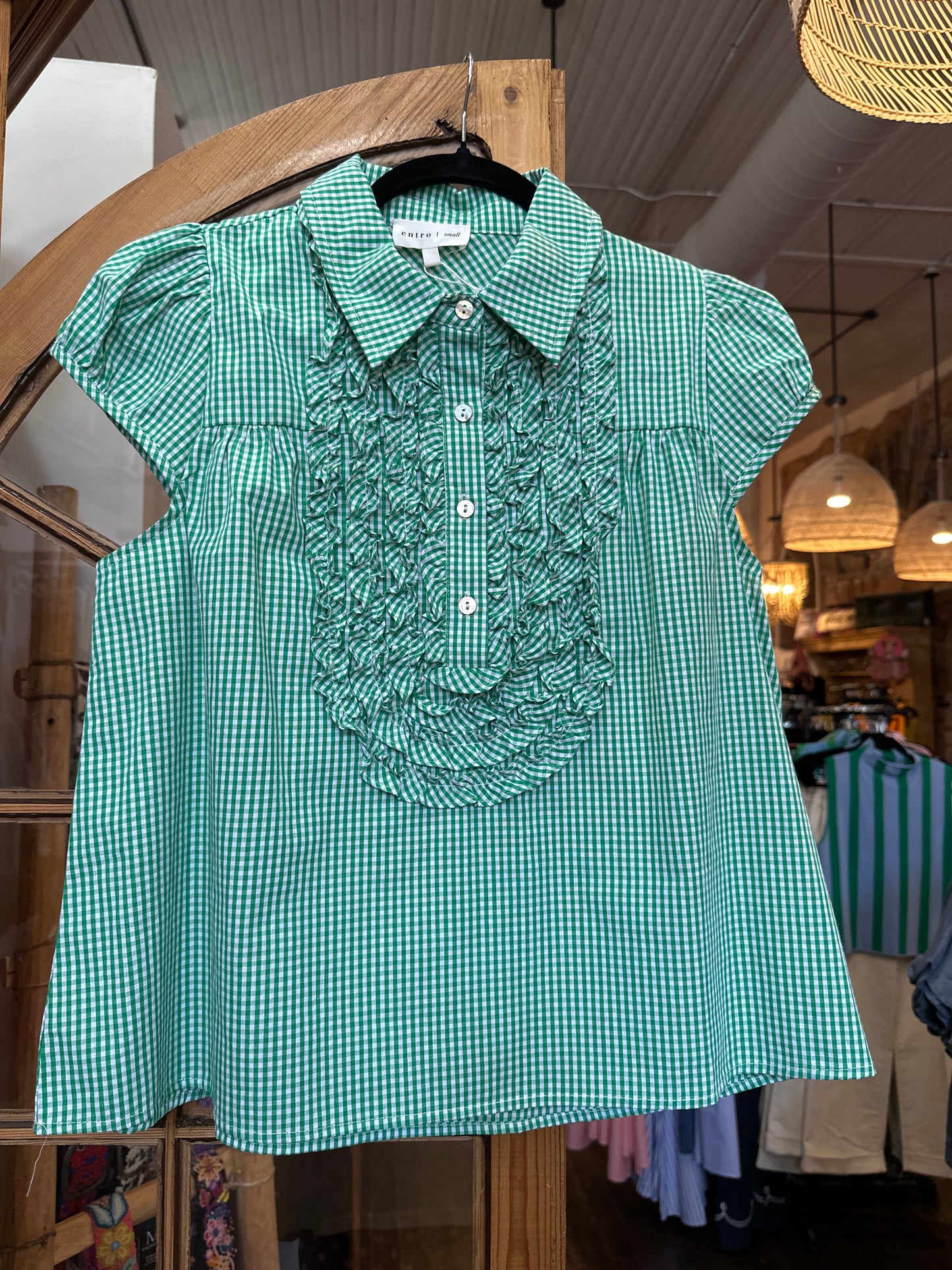 Glorious Gingham Green top