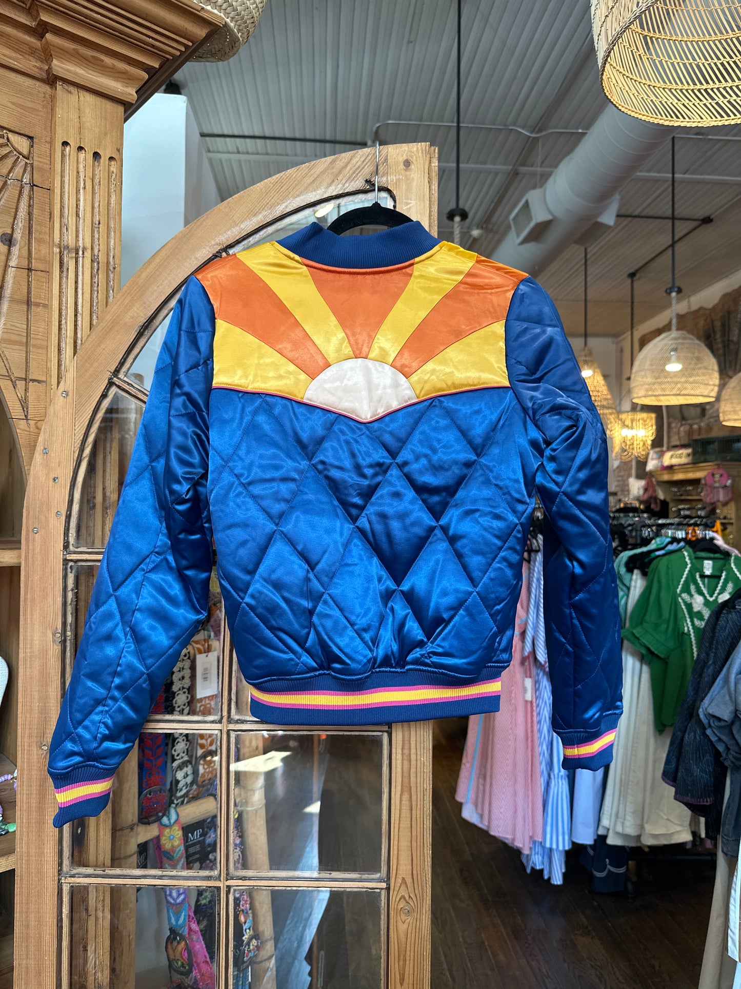 Original Blue rising Sun unisex bomber jacket