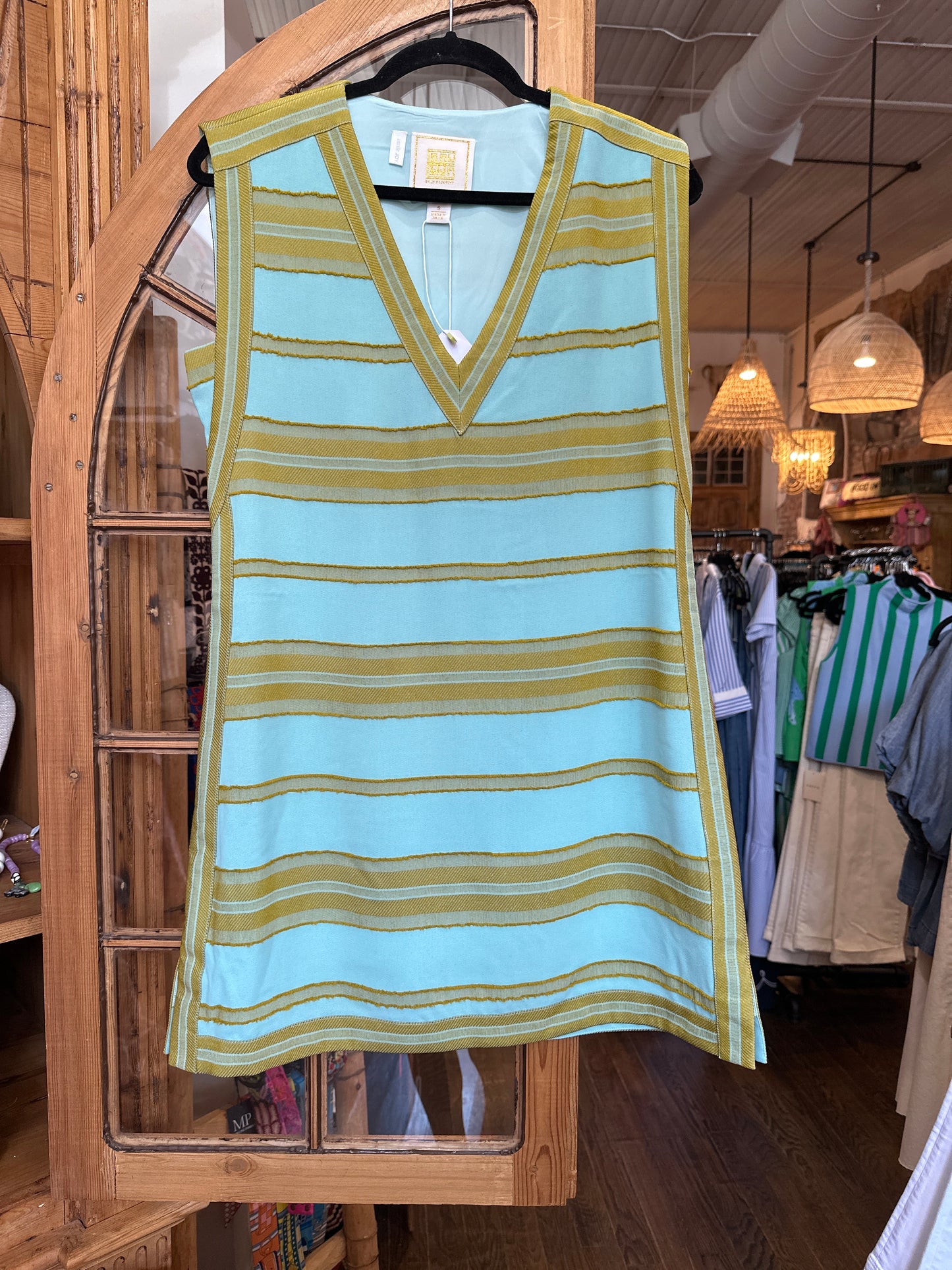 Emily McCarthy Emily Shift Dress- Fringe Stripe