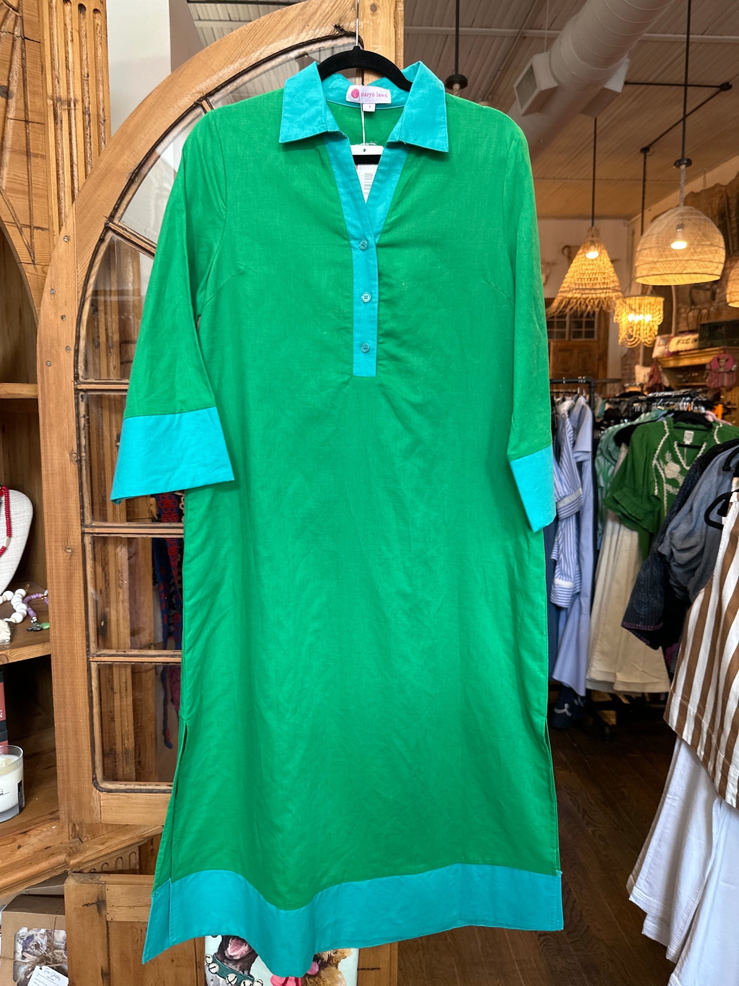 Caryn Lawn Carrie long dress green