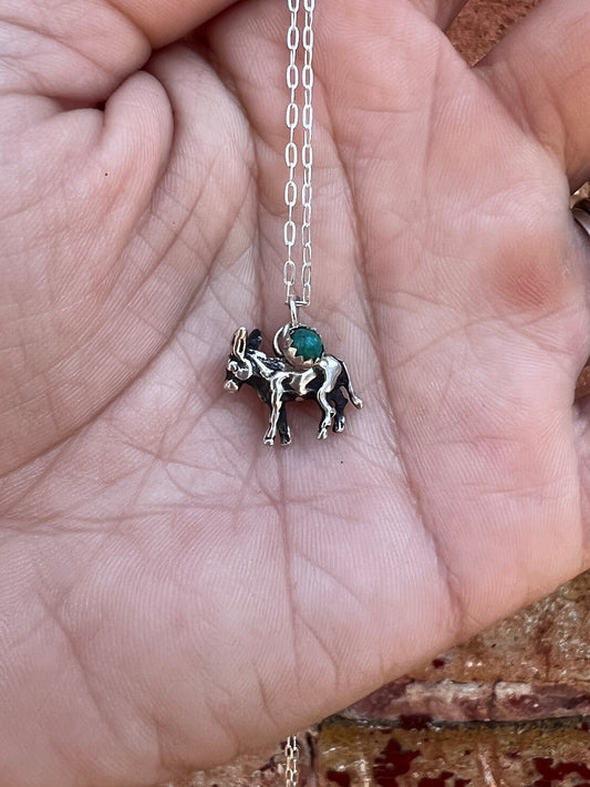 Cactus Rose Studios "Little Ass" Charm Necklace- turquoise