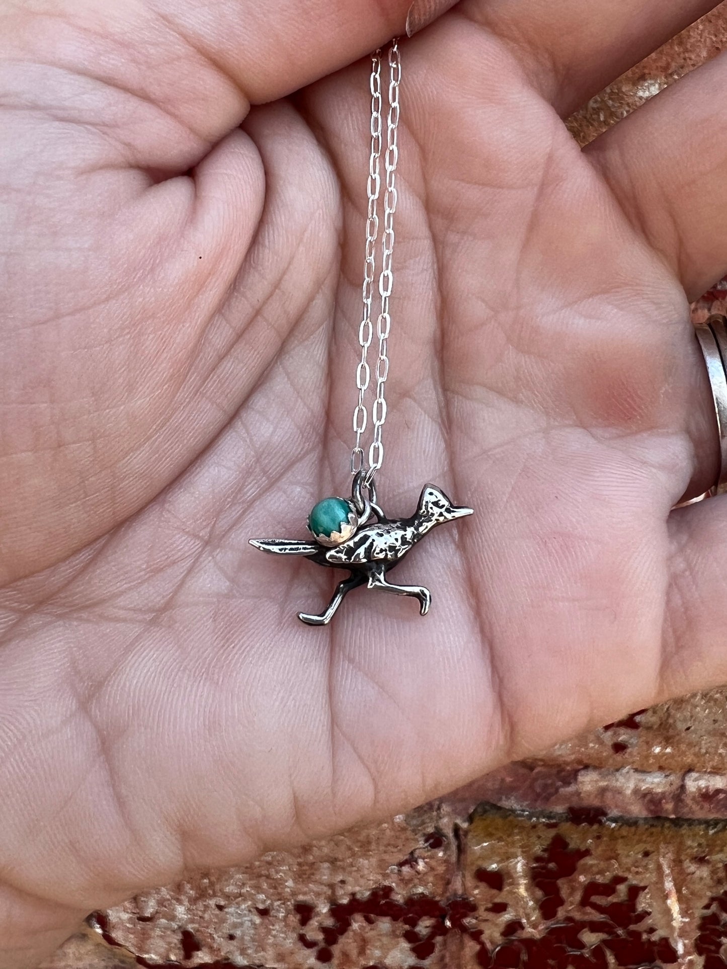 Cactus Rose Studios “Beep-Beep” charm necklace-turquoise