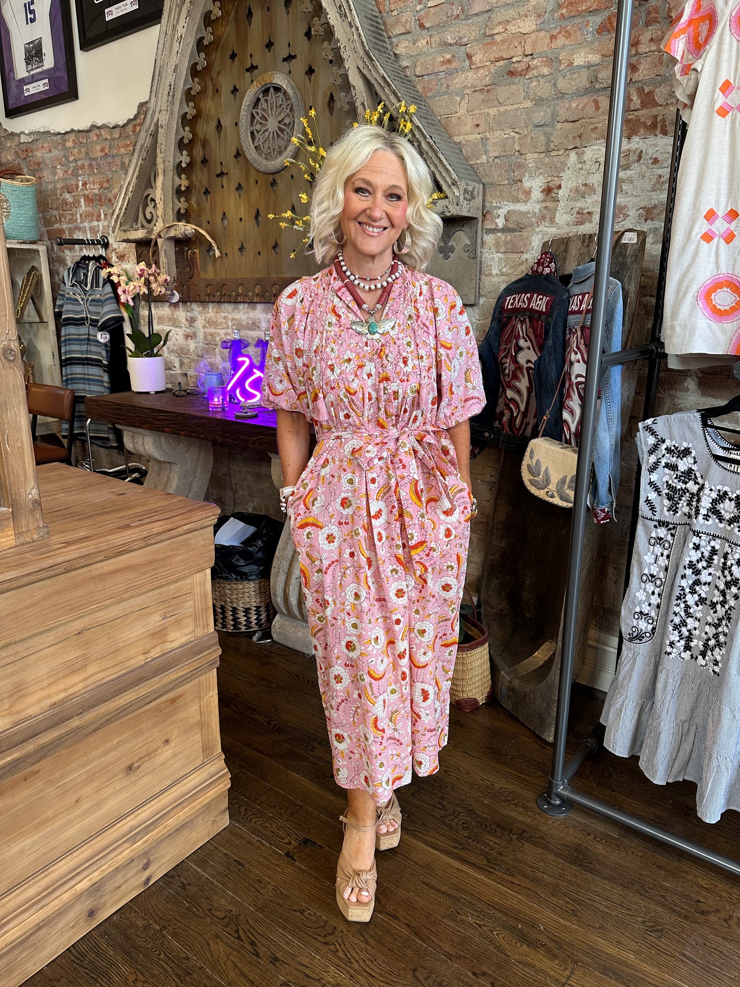 Printfresth "India Bloom" Dress- Soft Rose