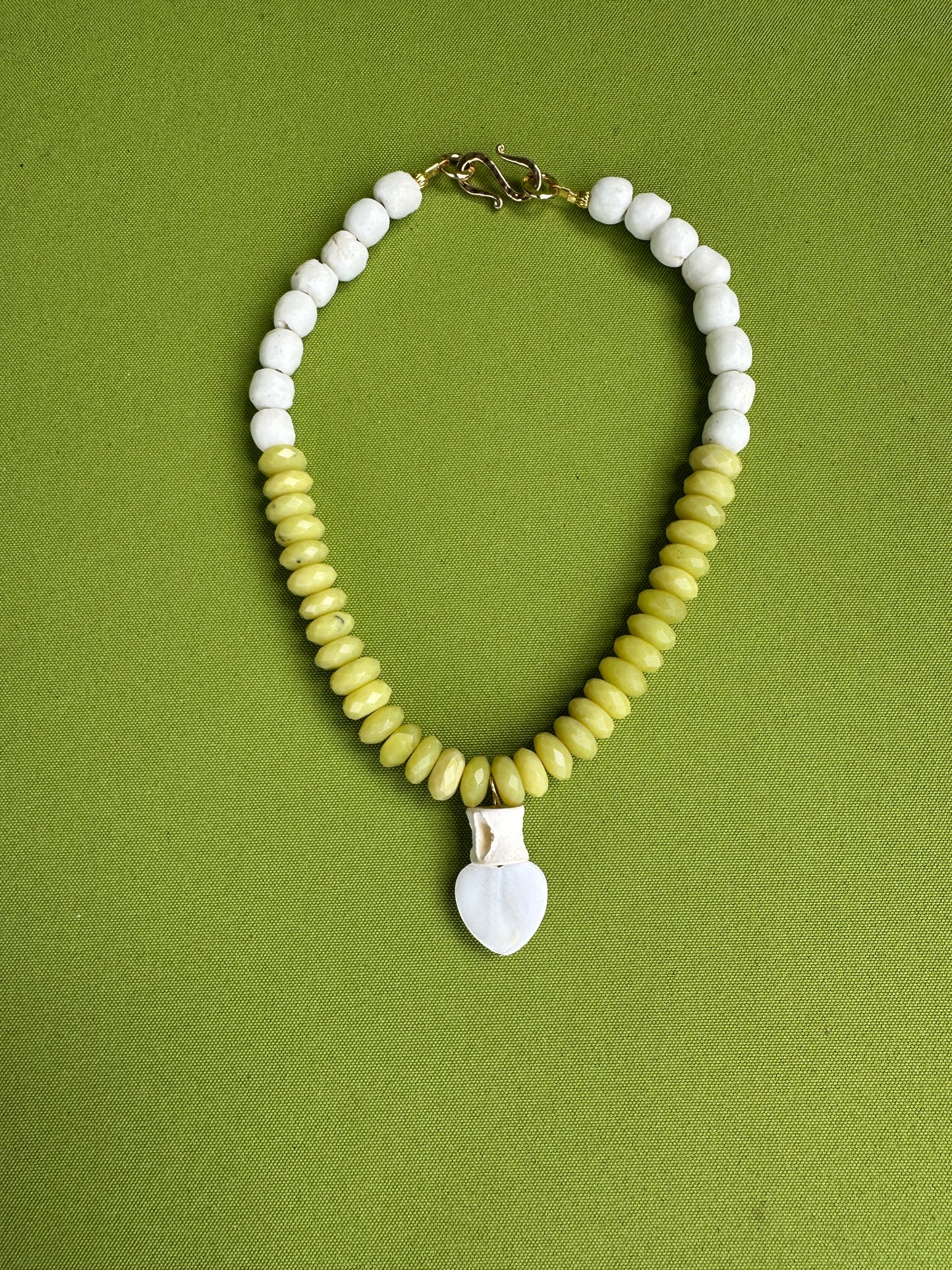 yellow and pearl heart necklace