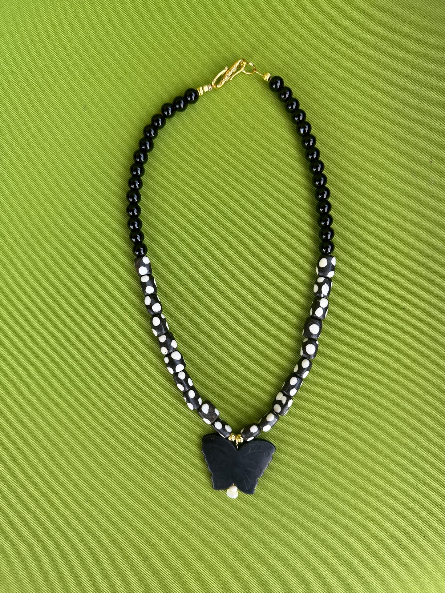 Butterfly in Black Necklace