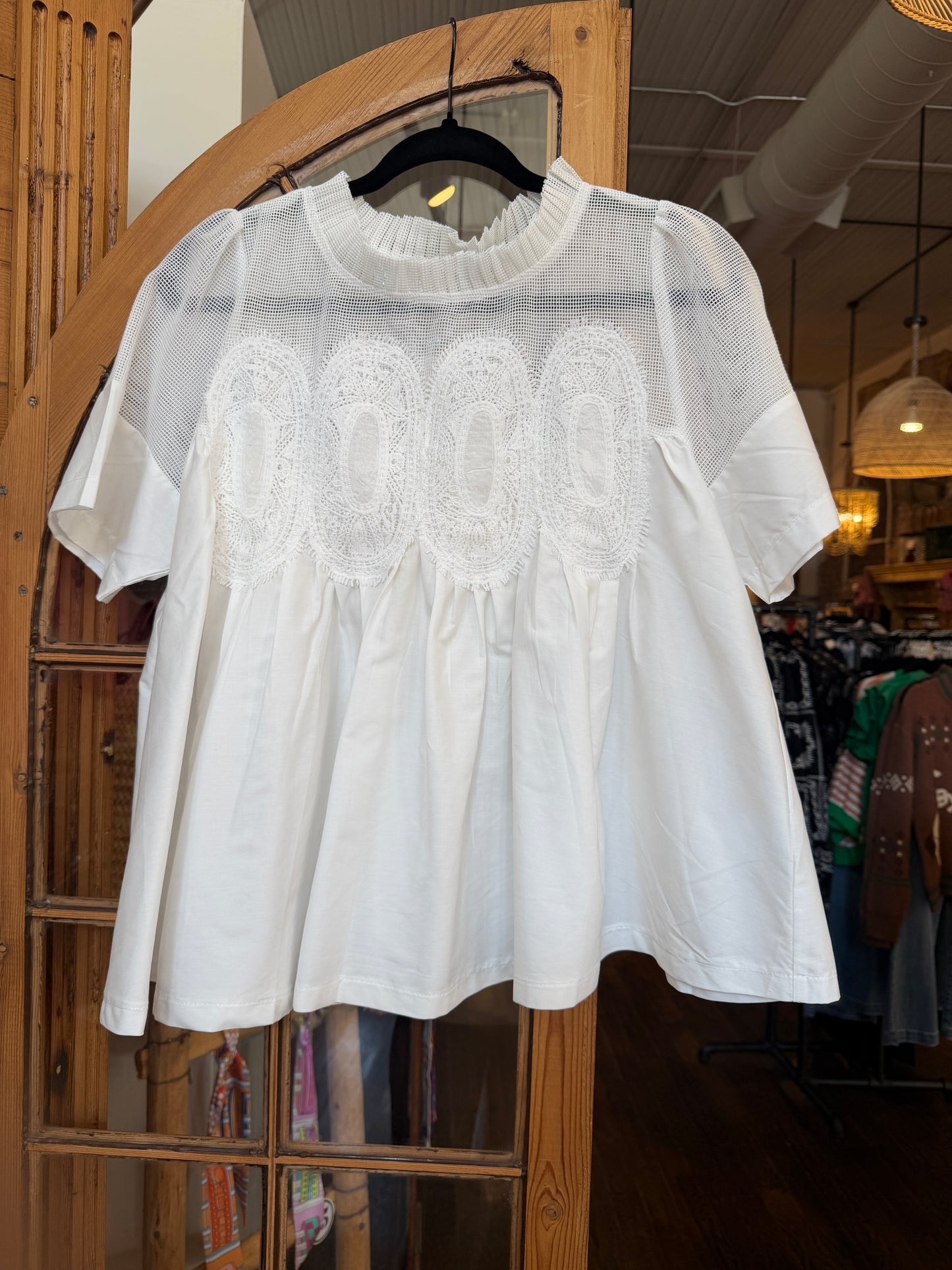 April Mesh white top