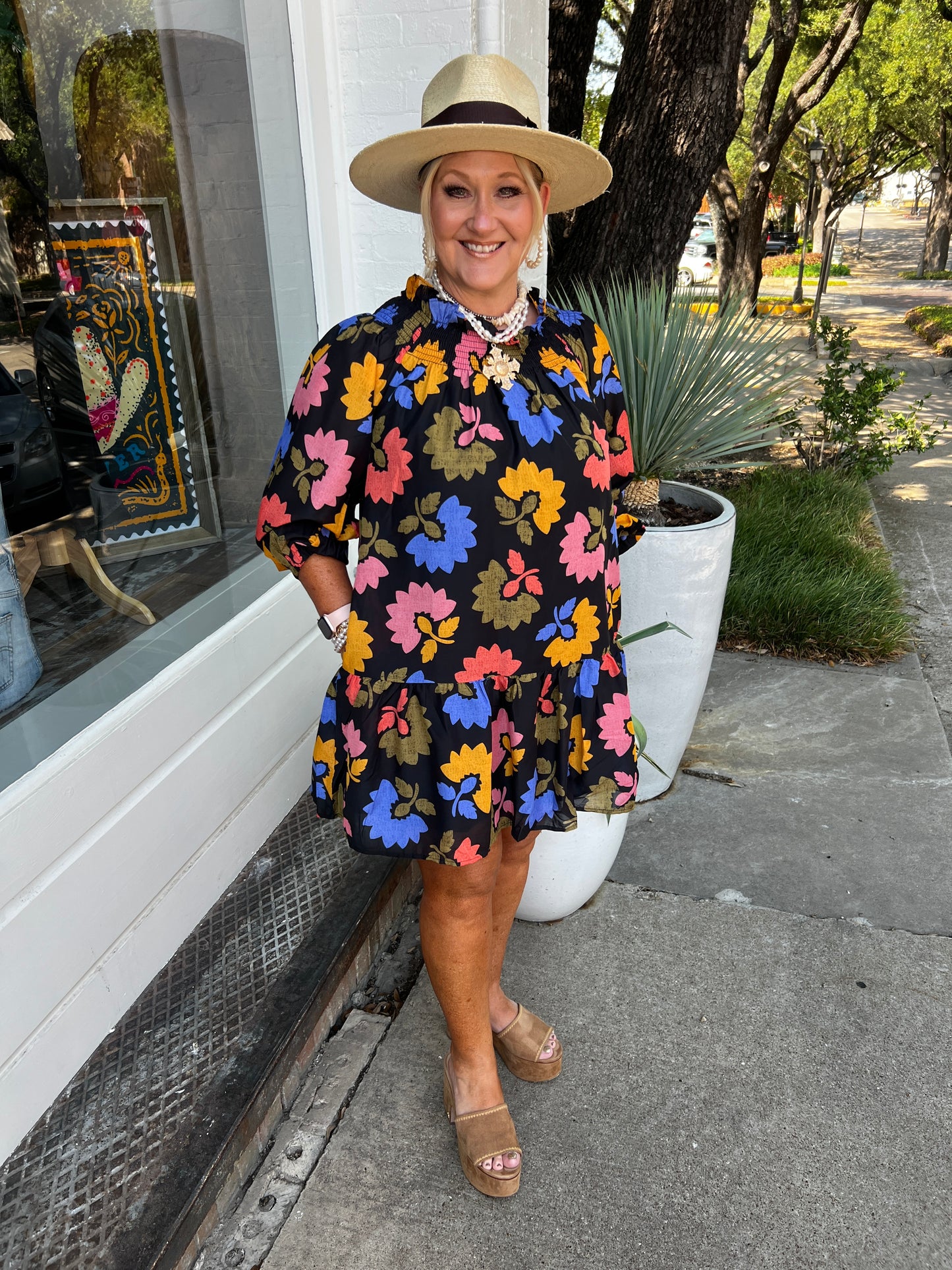J. Marie- The "Avery" Smocked Long sleeve dress