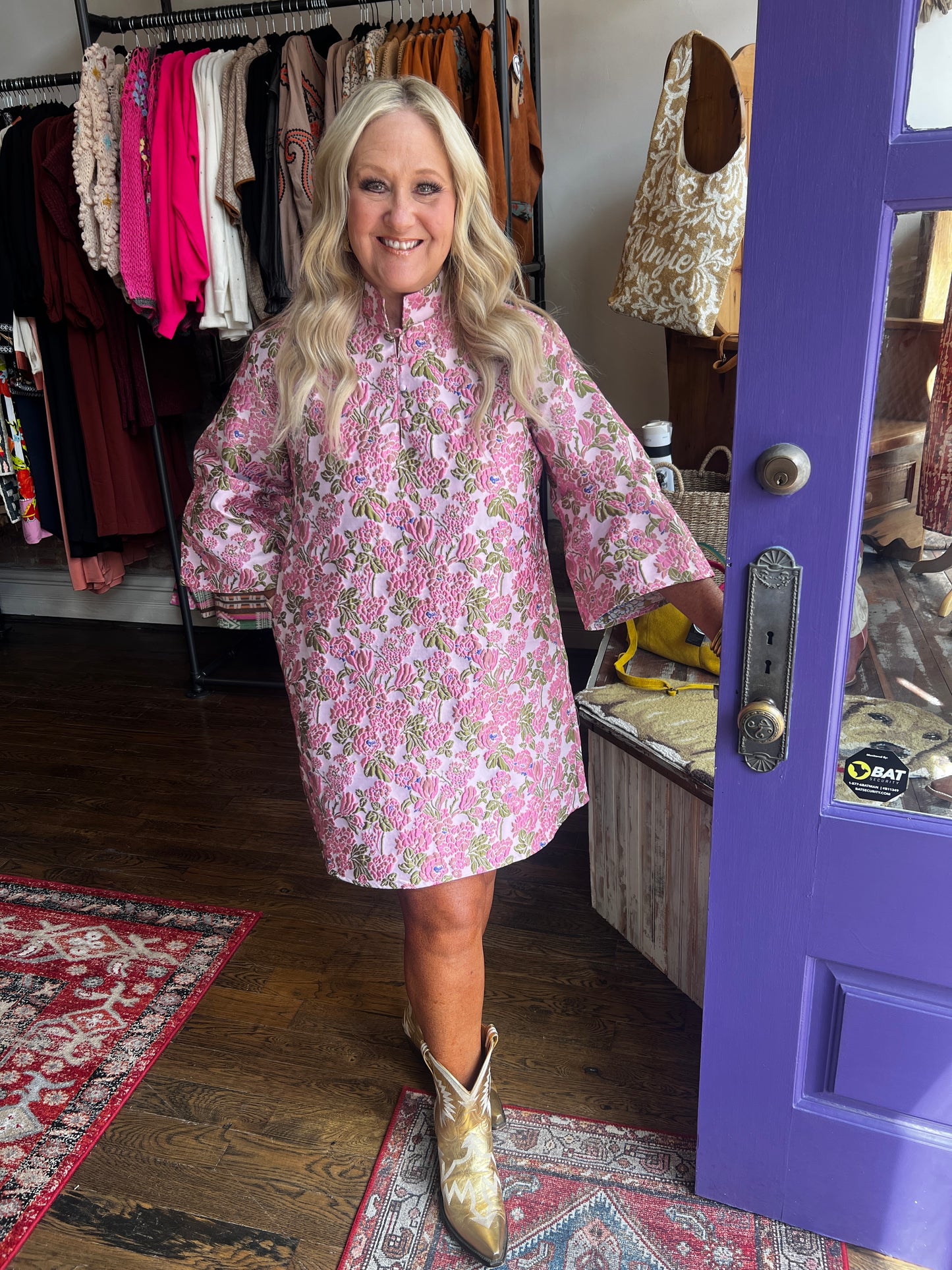 Caryn Lawn "Keri" Holiday Dress- Pink Floral