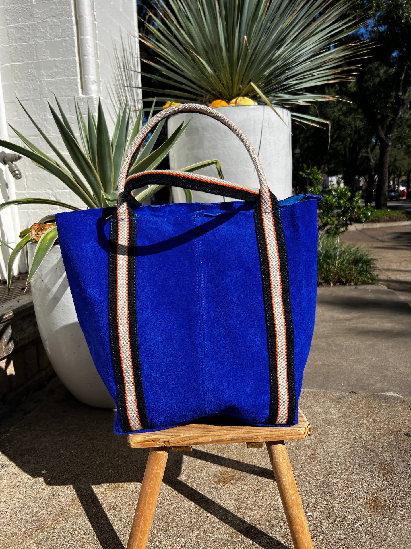 Melody Suede leather bag- Blue