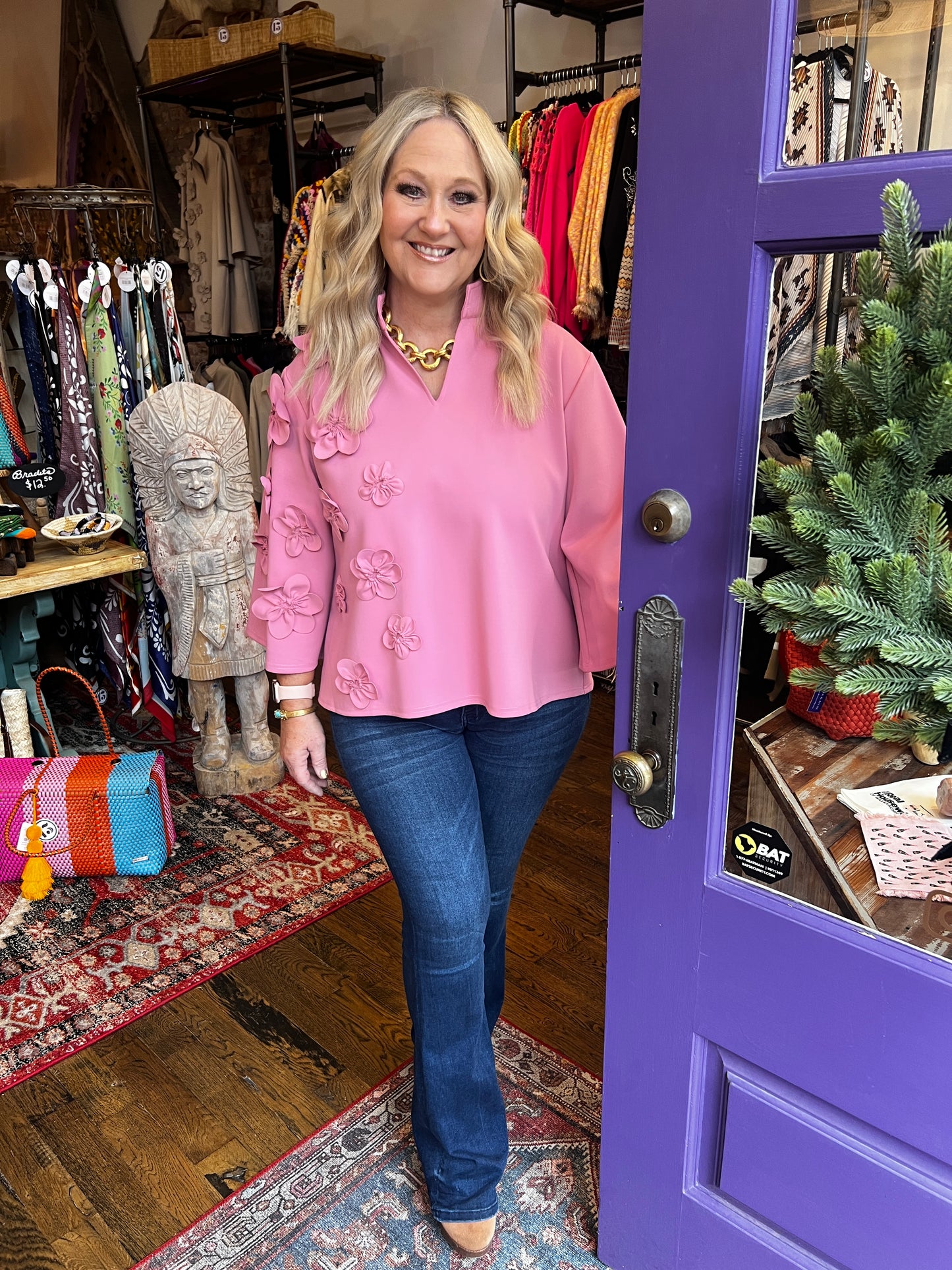 Caryn Lawn "Audrey" Top- Rose