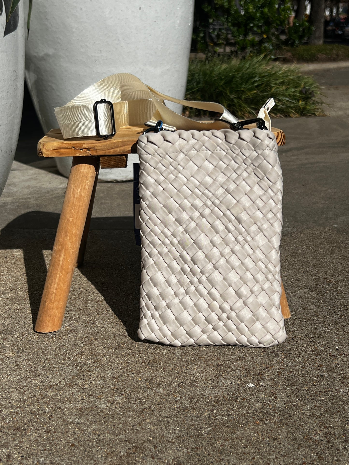 parker and Hyde Bone Woven Mini Messenger