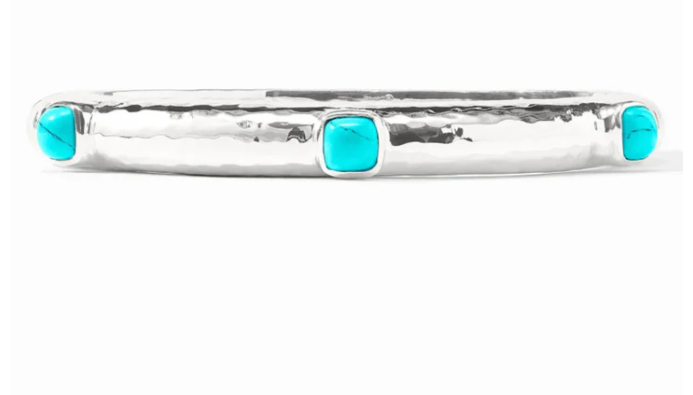 Julie Vos Catalina Hinge Bangle- Silver and Turquoise Blue