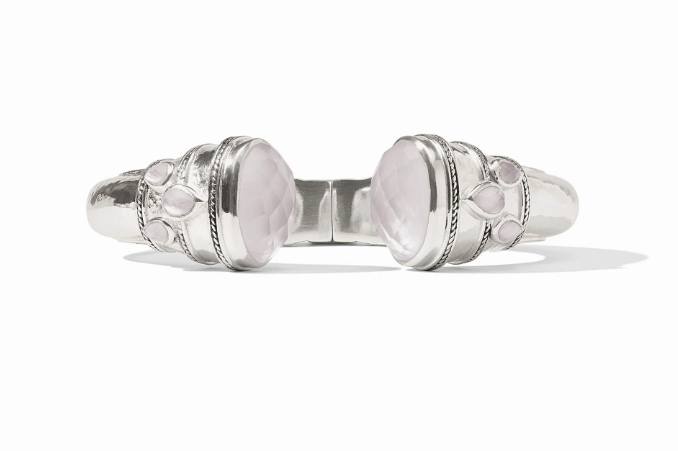 Julie Vos Cannes Cuff- Iridescent Clear Crystal SILVER