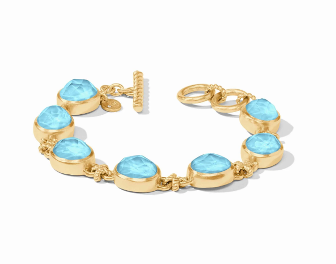 Julie Vos Nassau Demi Stone Bracelet- Iridescent Capri Blue