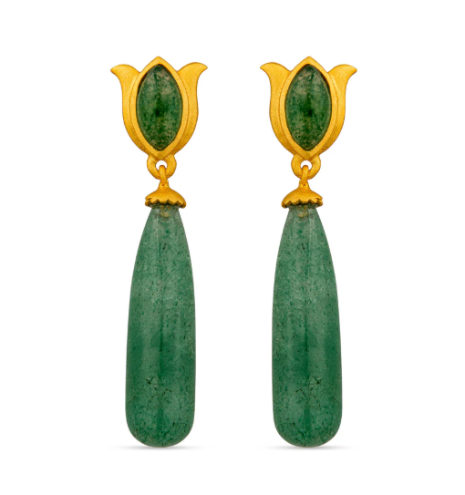 Christina Greene Verona Tulip Drop Earrings- Strawberry Quartz