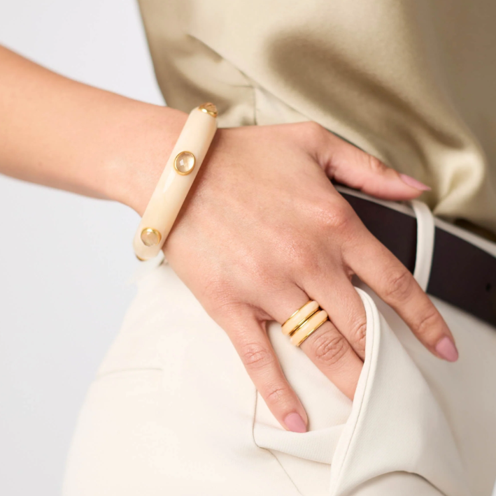 Julie Vos Carnaby Stone Bangle- Ivory
