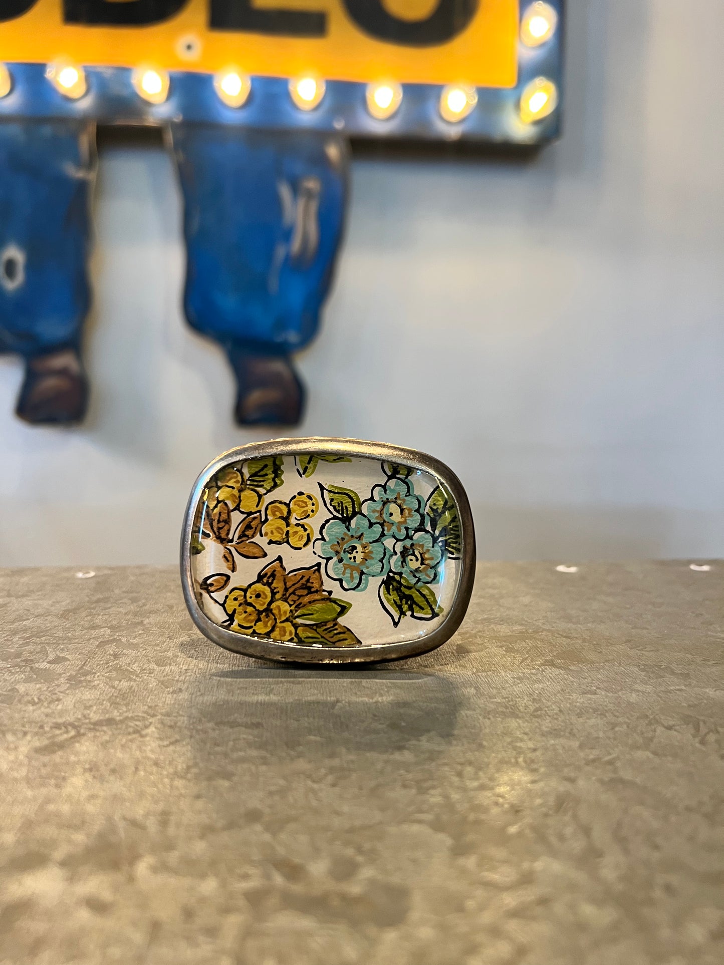 Vintage Earthy Floral Belt Buckle