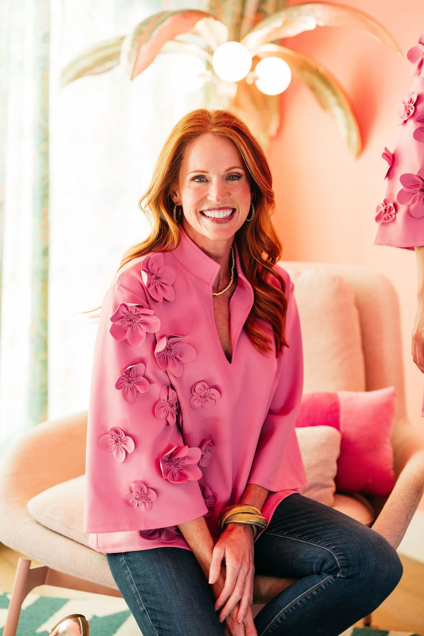 Caryn Lawn "Audrey" Top- Rose