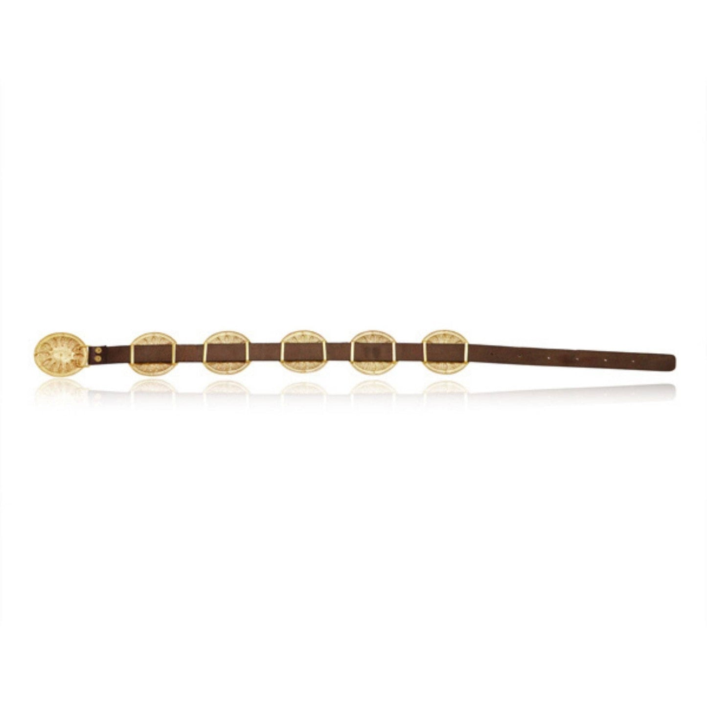 Christina Greene LLC - Turquoise and Brass Concho Belt