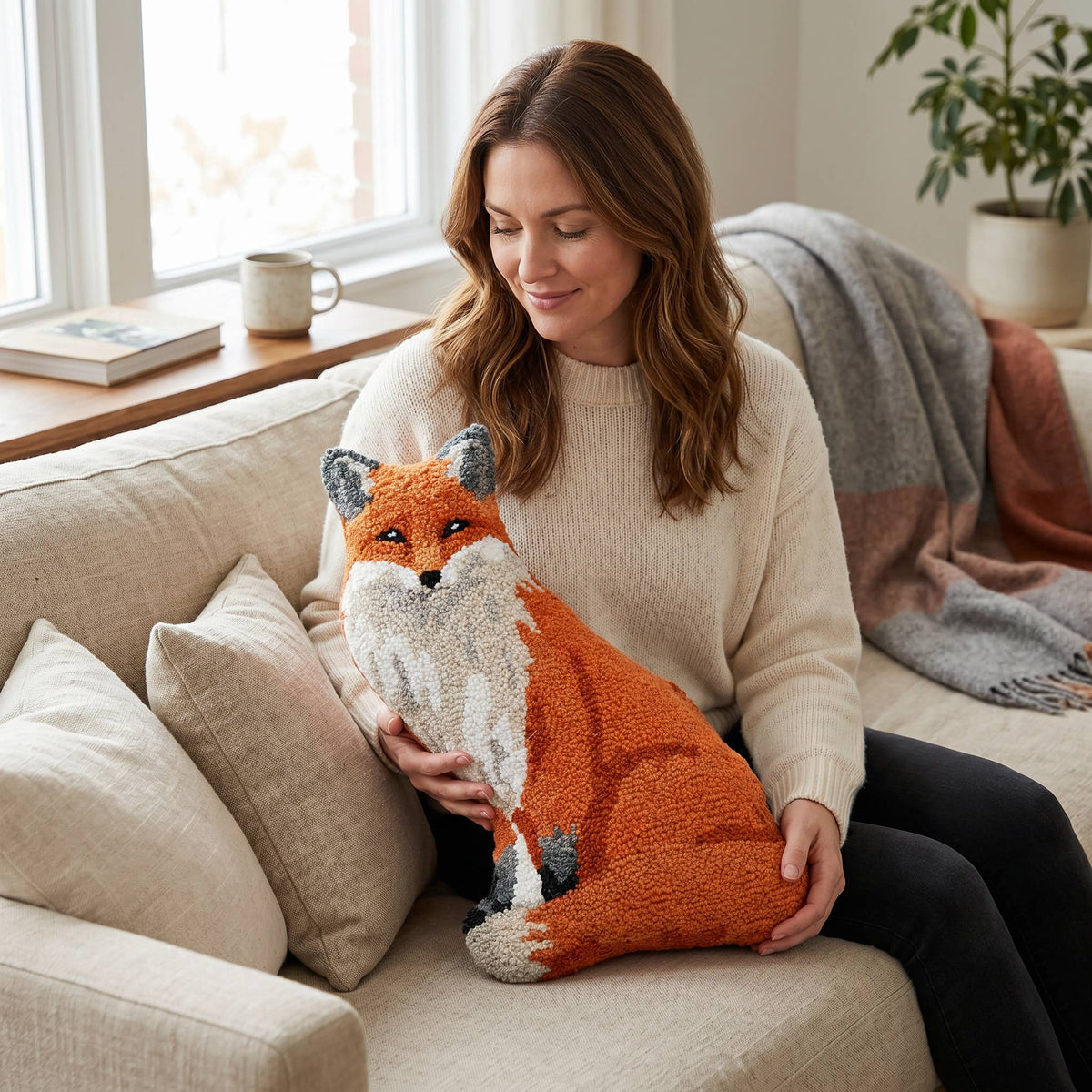 Shaped Fox Hook Pillow