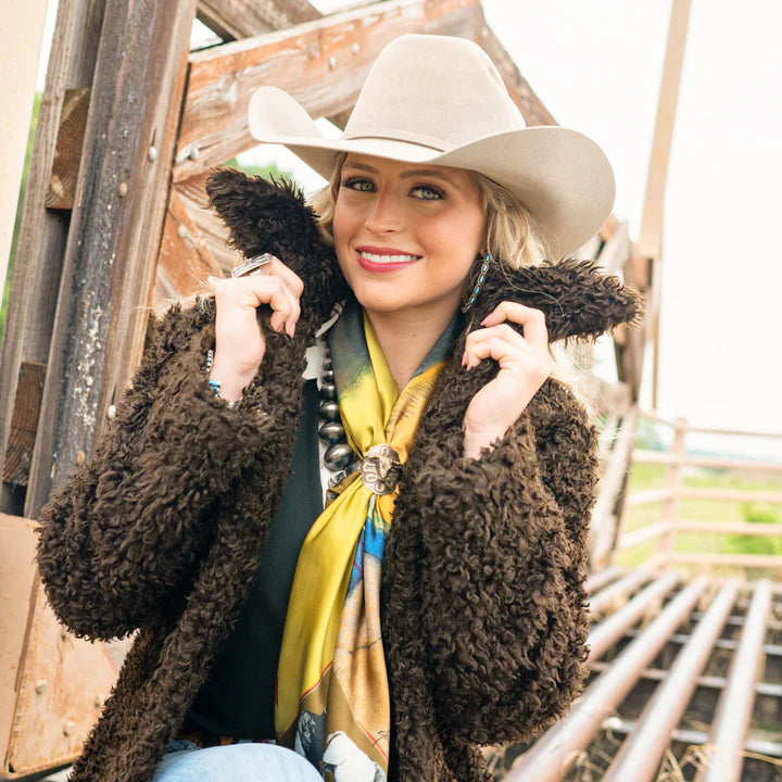 Fringe Scarves "Girl & Bison" Scarf- Long tall