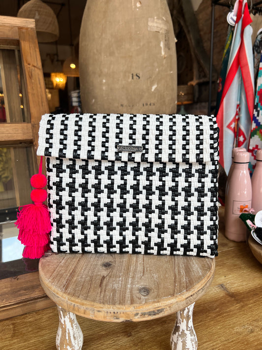 Black and White Houndstooth Clutch