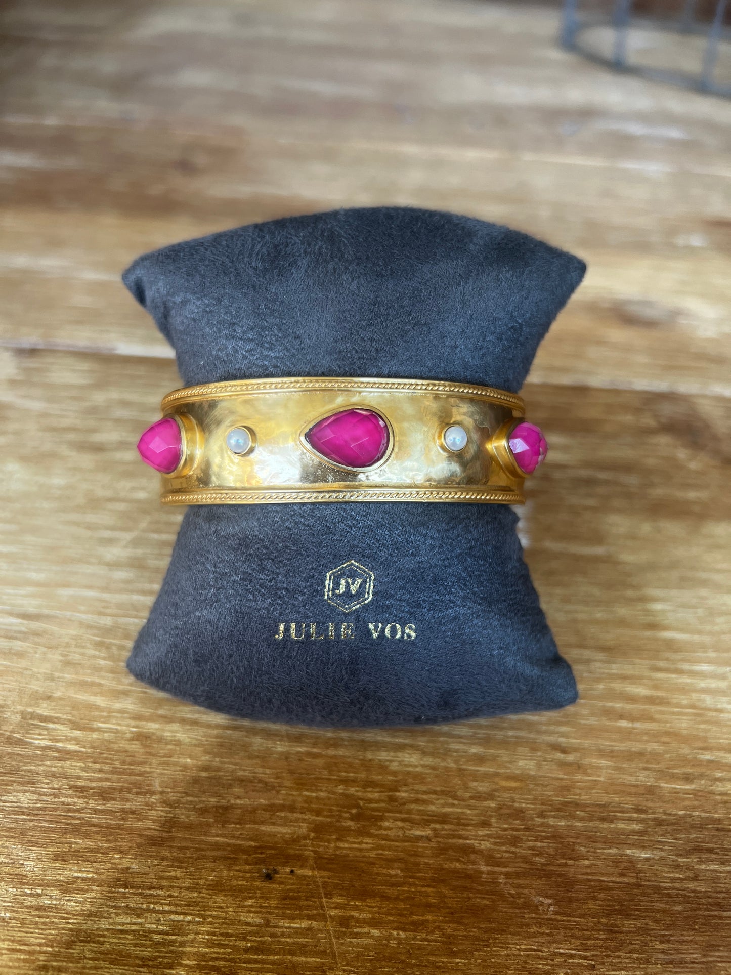 Julie Vos Cannes Statement Hinge Bangle- Iridescent Raspberry
