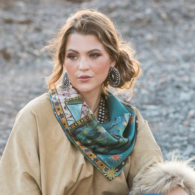 Fringe Scarves "Lady of Guadalupe" Long Tall Scarf- Jade