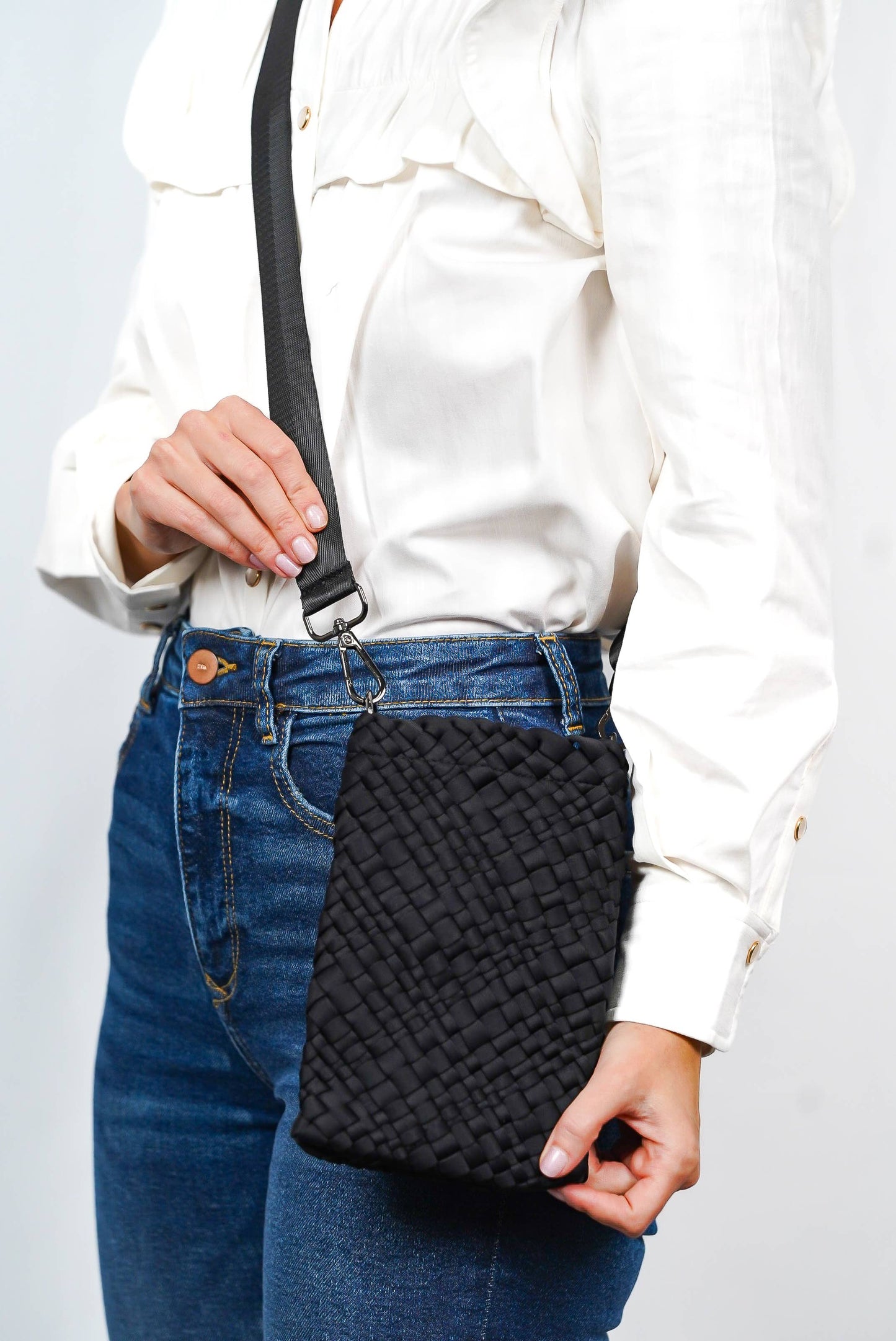 Parker and Hyde Black Woven Mini Messenger