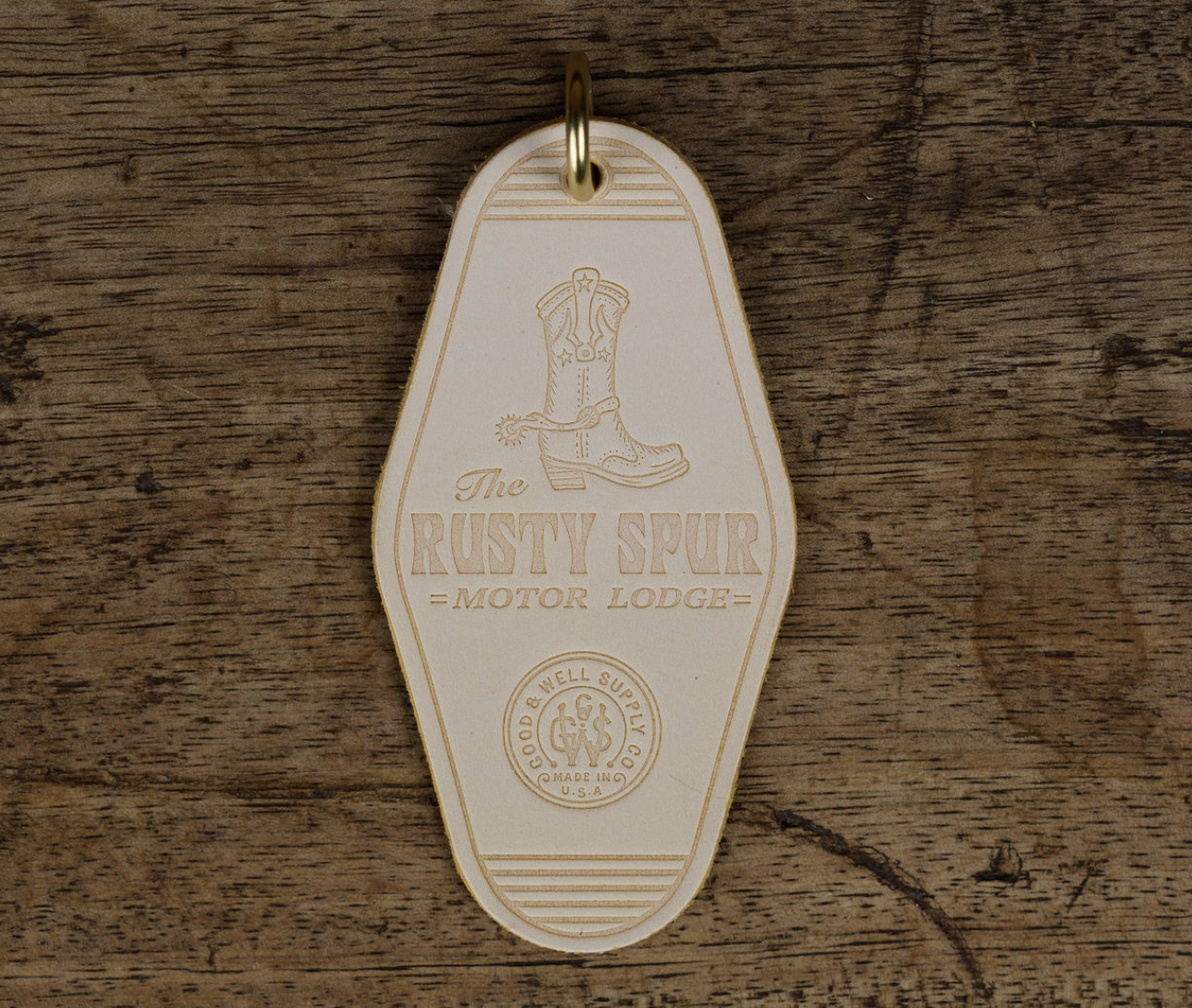 Rusty Spur Motor Lodge Leather Motel Key Tag