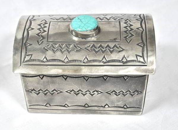 Stamped Playing Card box with Turquoise