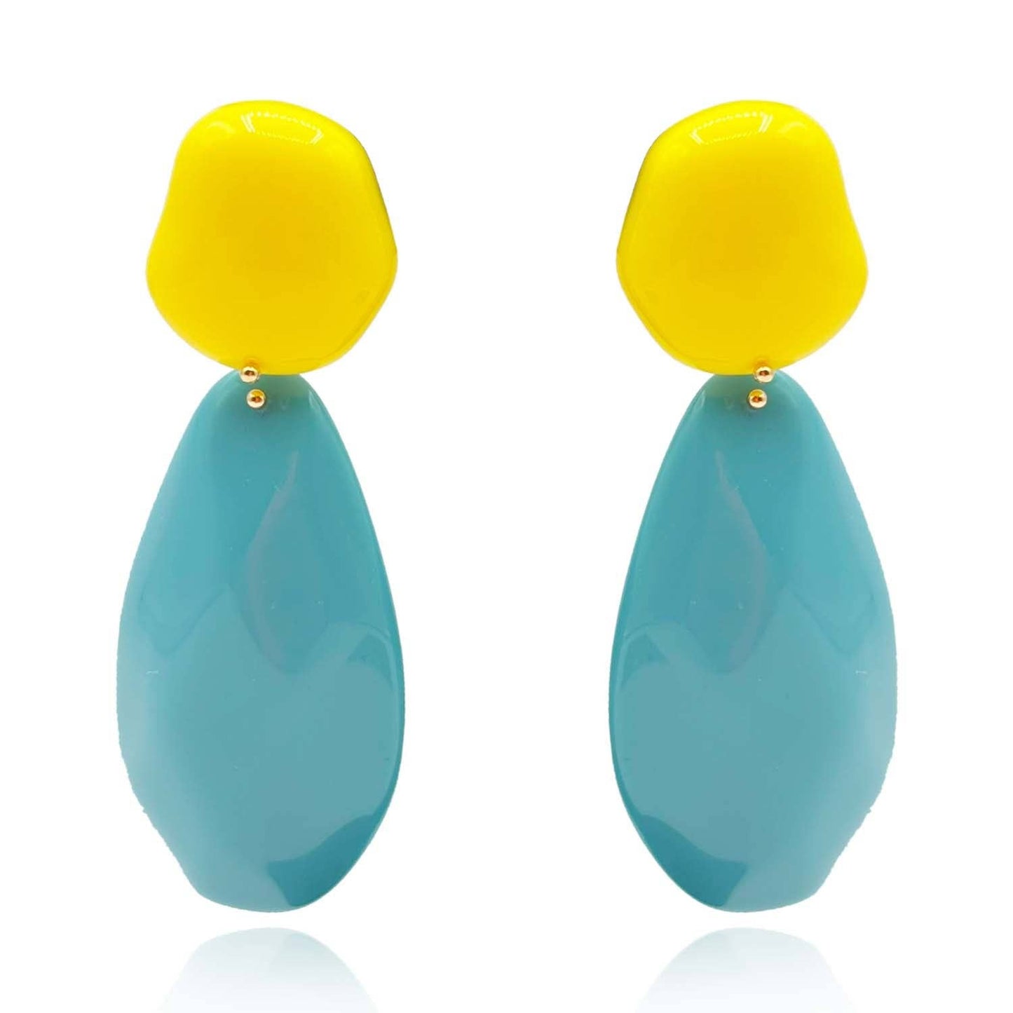 Michael Nash Jewelry - Yellow And Turquoise Pebble Resin Earrings