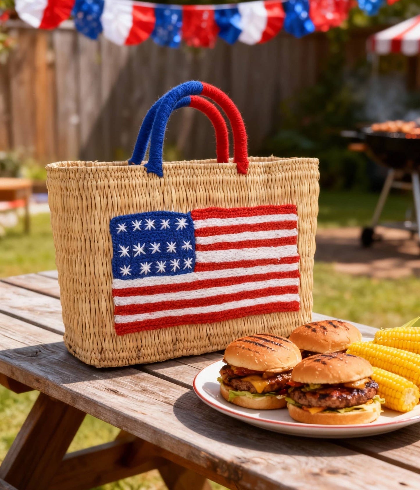 King Of Handmade - Handmade American Flag Tote – 4th of July Celebration