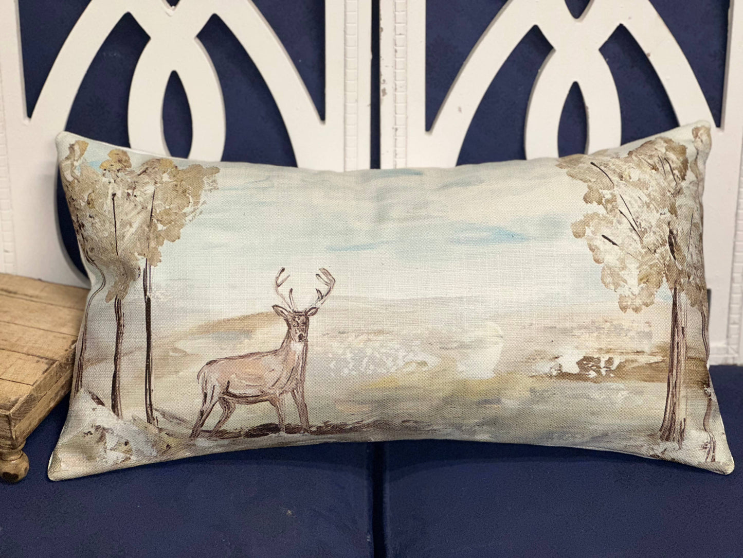 Deer in field Lumbar pillow