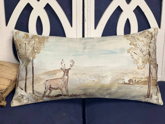 Deer in field Lumbar pillow
