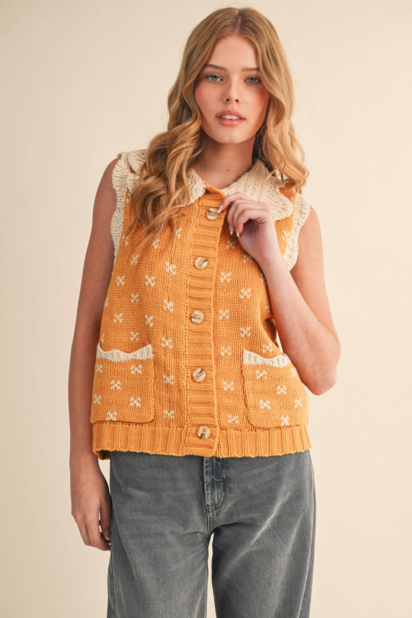 &MERCI - DOLL COLLAR SWEATER VEST MSW10908