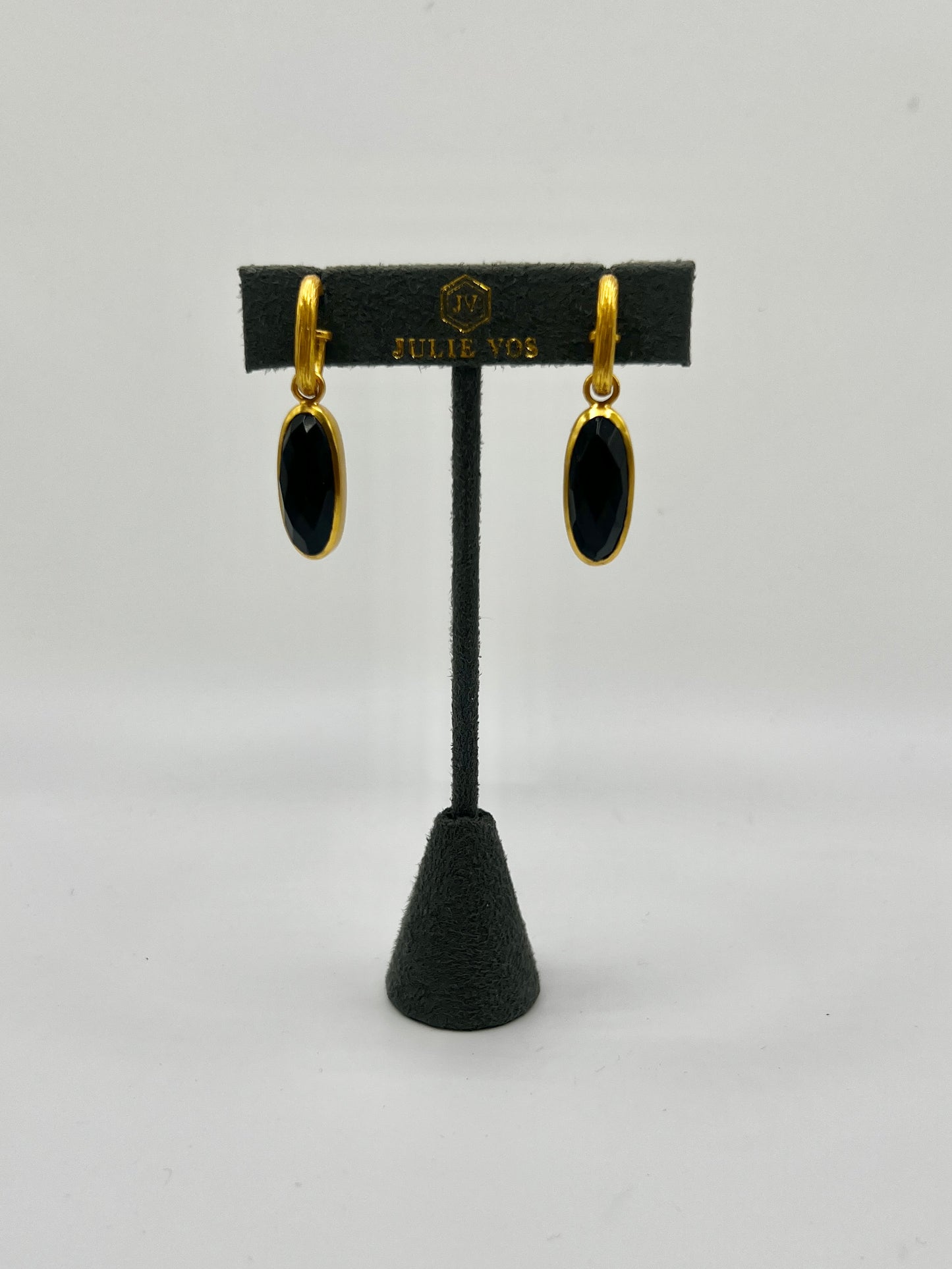 Julie Vos Ivy Hoop and Charm Earrings- Obsidian Black